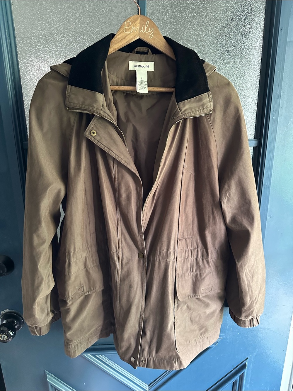 Westbound Brown Hooded Field Jacket with Dark Contrast Collar